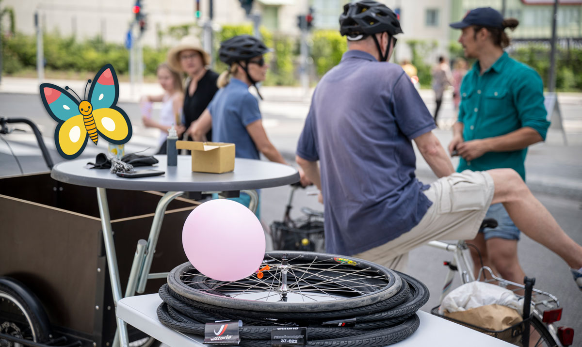Fjärilen vid cykelreparationen